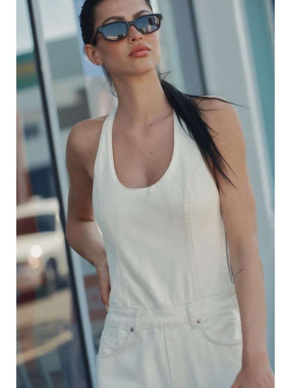 ZARA TRF DENIM STRAPPY JUMPSUIT
